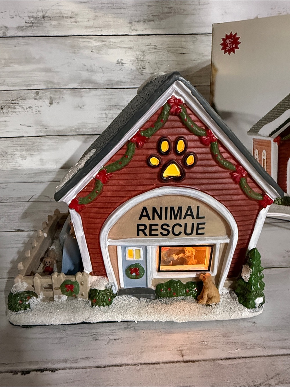St Nicholas Square “ Animal Rescue” Christmas Village house 2016 with light box